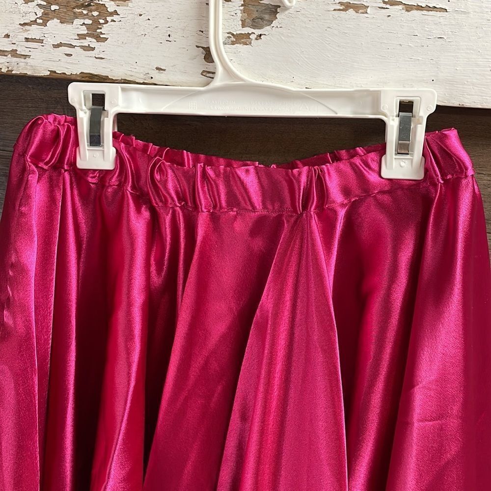 Hankerchief Style Skirt, Size Small, Satin Dark Pink, Handcrafted - Picture 3 of 3